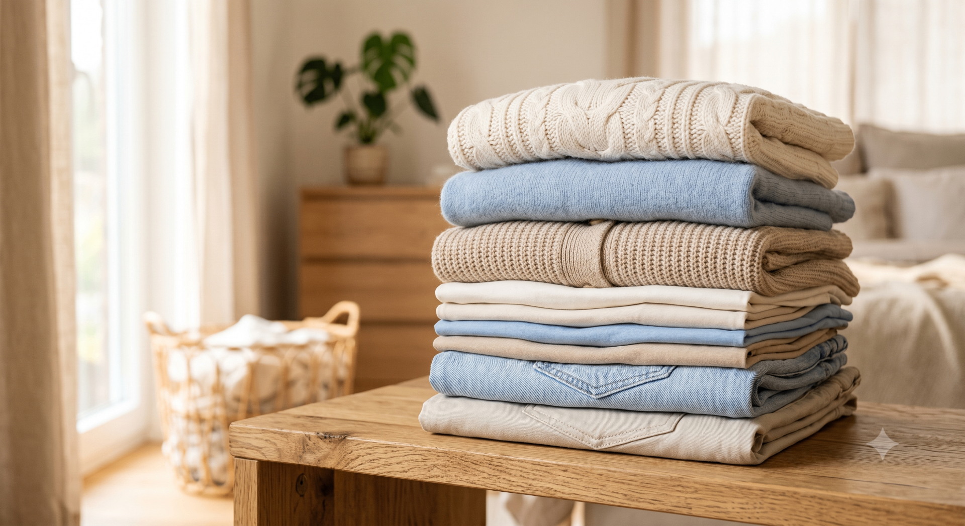 Fresh folded laundry delivered to a Los Angeles home